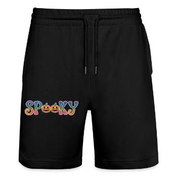 Lettrage d’Halloween effrayant avec citrouille - Short de jogging bio TRAINER Stanley/Stella unisexe - noir - Devant - Nik (191cm) & Marisol (170cm)