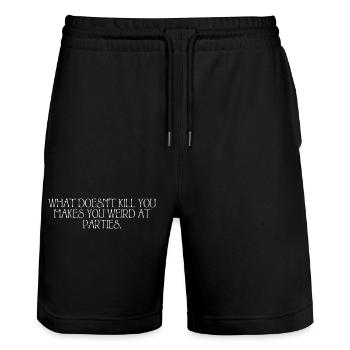 Was dich stark macht macht dich weird auf Partys - Stanley/Stella Unisex Bio Joggingshorts Trainer  - Schwarz - Vorne - Nik (191cm) & Marisol (170cm)