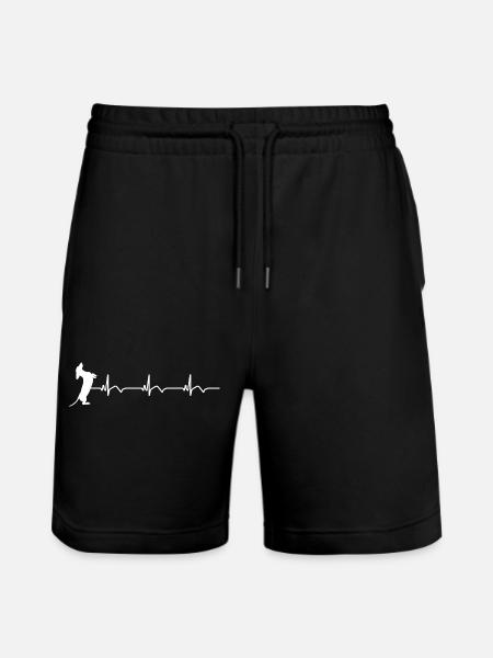 Dachshund ECG Heartbeat - Stanley/Stella Trainer Unisex Organic Jogging Shorts - black