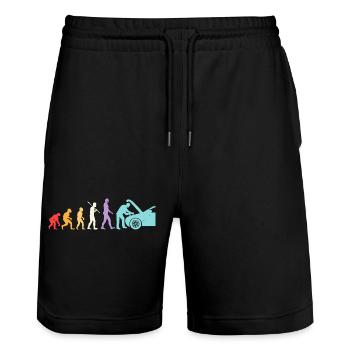 Evolution Mechaniker Humor Mechaniker Werkstatt - Stanley/Stella Unisex Bio Joggingshorts Trainer  - Schwarz - Vorne - Nik (191cm) & Marisol (170cm)