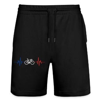 Line Cardio Bike Minimalist Design Gift Cyclist - Short de jogging bio TRAINER Stanley/Stella unisexe - noir - Devant - Nik (191cm) & Marisol (170cm)