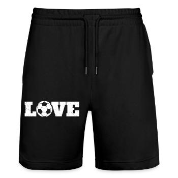J’ADORE le football | J’adore le football - Short de jogging bio TRAINER Stanley/Stella unisexe - noir - Devant - Nik (191cm) & Marisol (170cm)