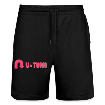 U-turn - Stanley/Stella Trainer Unisex Organic Jogging Shorts - black - Front - Nik (191cm) & Marisol (170cm)