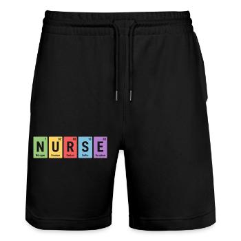 Nurse Block Design Element Colors - Stanley/Stella Trainer Unisex Organic Jogging Shorts - black - Front - Nik (191cm) & Marisol (170cm)