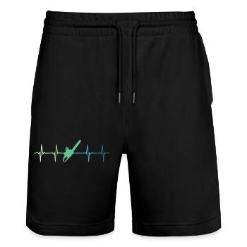 Lumberjack heartbeat chainsawed - Stanley/Stella Trainer Unisex Organic Jogging Shorts - black - Front - Nik (191cm) & Marisol (170cm)