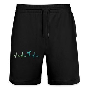Taekwondo Taekwondo Heartbeat - Stanley/Stella Trainer Unisex Organic Jogging Shorts - black - Front - Nik (191cm) & Marisol (170cm)