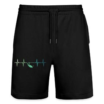 battement de coeur plongeur plongée diver  - Short de jogging bio TRAINER Stanley/Stella unisexe - noir - Devant - Nik (191cm) & Marisol (170cm)
