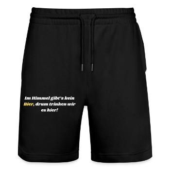 Im Himmel gibt’s kein Bier - Stanley/Stella Unisex Bio Joggingshorts Trainer  - Schwarz - Vorne - Nik (191cm) & Marisol (170cm)