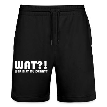 WAT wer bist du denn - Stanley/Stella Unisex Bio Joggingshorts Trainer  - Schwarz - Vorne - Nik (191cm) & Marisol (170cm)