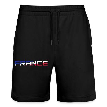 Drapeau France France Couleurs Bleu Blanc Rouge FR - Short de jogging bio TRAINER Stanley/Stella unisexe - noir - Devant - Nik (191cm) & Marisol (170cm)