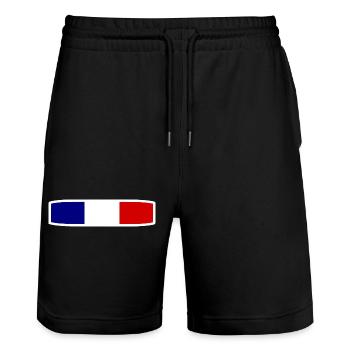 FRANCE - Short de jogging bio TRAINER Stanley/Stella unisexe - noir - Devant - Nik (191cm) & Marisol (170cm)