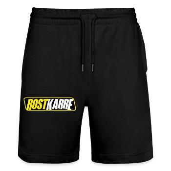 ROSTKARRE - Ratte - Auto - Moped DDR Sticker - - Stanley/Stella Unisex Bio Joggingshorts Trainer  - Schwarz - Vorne - Nik (191cm) & Marisol (170cm)