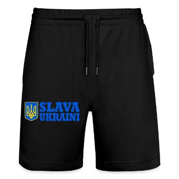 Slava ukraini - Short de jogging bio TRAINER Stanley/Stella unisexe - noir - Devant - Nik (191cm) & Marisol (170cm)