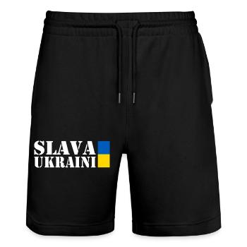 Slava ukraini - Stanley/Stella Unisex Bio Joggingshorts Trainer  - Schwarz - Vorne - Nik (191cm) & Marisol (170cm)