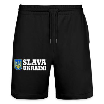 Slava ukraini - Short de jogging bio TRAINER Stanley/Stella unisexe - noir - Devant - Nik (191cm) & Marisol (170cm)