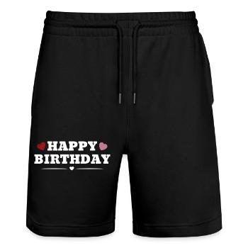Bon anniversaire - Short de jogging bio TRAINER Stanley/Stella unisexe - noir - Devant - Nik (191cm) & Marisol (170cm)