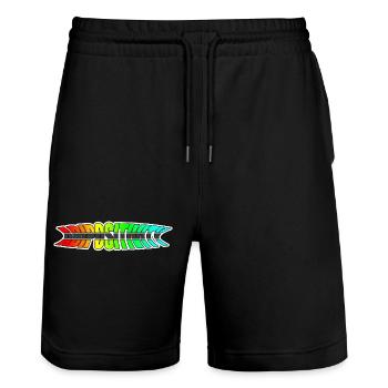 Adipositivity Rainbow - Stanley/Stella Trainer Unisex Organic Jogging Shorts - black - Front - Nik (191cm) & Marisol (170cm)