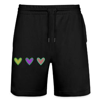 CŒUR. CŒURS. SAINT VALENTIN. LOVE. AMOUR. HEART - Short de jogging bio TRAINER Stanley/Stella unisexe - noir - Devant - Nik (191cm) & Marisol (170cm)