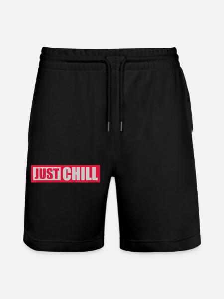 Just Chill Text Logo - Stanley/Stella Trainer Unisex Organic Jogging Shorts - black