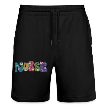 Cool Flower Nurse Gift For Nursing Future Nurse - Stanley/Stella Trainer Unisex Organic Jogging Shorts - black - Front - Nik (191cm) & Marisol (170cm)