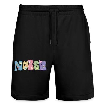 Cool Flower Nurse Gift For Nursing Future Nurse - Stanley/Stella Trainer Unisex Organic Jogging Shorts - black - Front - Nik (191cm) & Marisol (170cm)