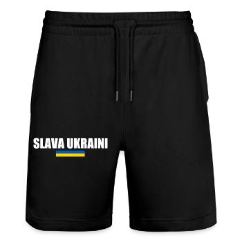 Slava ukraini - Stanley/Stella Unisex Bio Joggingshorts Trainer  - Schwarz - Vorne - Nik (191cm) & Marisol (170cm)