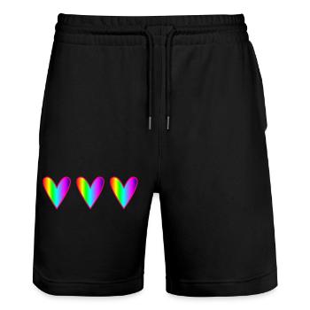 HEART. HEARTS. SAINT VALENTINE. LOVE. LOVE. CHRISTMAS - Stanley/Stella Trainer Unisex Organic Jogging Shorts - black - Front - Nik (191cm) & Marisol (170cm)