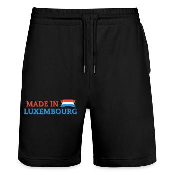 Made in Luxembourg, Luxembourg pride - Stanley/Stella Trainer Unisex Organic Jogging Shorts - black - Front - Nik (191cm) & Marisol (170cm)