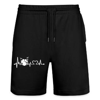 Drums Heartbeat - Stanley/Stella Trainer Unisex Organic Jogging Shorts - black - Front - Nik (191cm) & Marisol (170cm)
