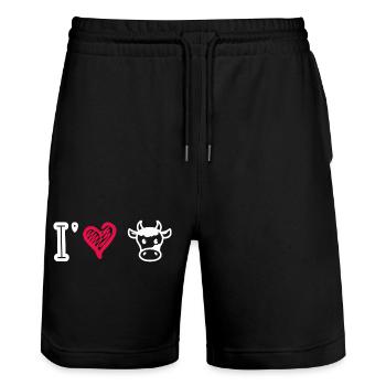 Ich liebe Kühe - Stanley/Stella Unisex Bio Joggingshorts Trainer  - Schwarz - Vorne - Nik (191cm) & Marisol (170cm)