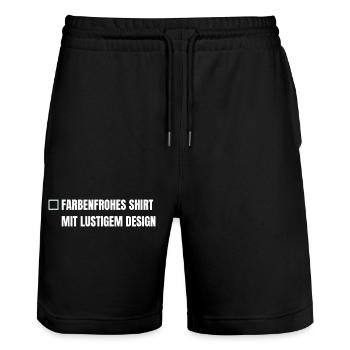 Farbenfrohes Shirt mit lustigem Design - Stanley/Stella Unisex Bio Joggingshorts Trainer  - Schwarz - Vorne - Nik (191cm) & Marisol (170cm)