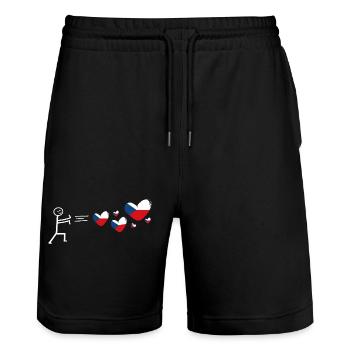 czech republic in love prague - Stanley/Stella Trainer Unisex Organic Jogging Shorts - black - Front - Nik (191cm) & Marisol (170cm)