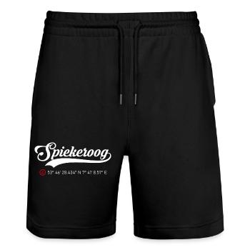 Spiekeroog Koordinaten - Stanley/Stella Unisex Bio Joggingshorts Trainer  - Schwarz - Vorne - Nik (191cm) & Marisol (170cm)