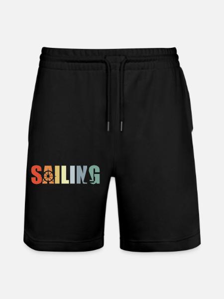 Sailing Sailboat - Stanley/Stella Trainer Unisex Organic Jogging Shorts - black