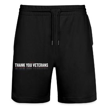Drapeau américain Merci aux anciens combattants Fier vétéran - Short de jogging bio TRAINER Stanley/Stella unisexe - noir - Devant - Nik (191cm) & Marisol (170cm)