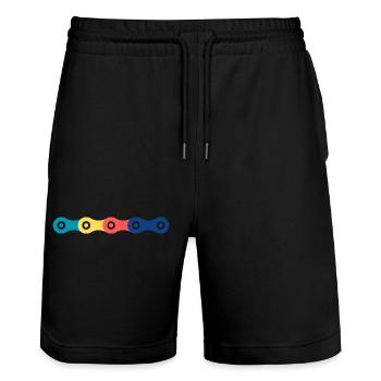 Bunte Fahrradketten - Stanley/Stella Unisex Bio Joggingshorts Trainer  - Schwarz - Vorne - Nik (191cm) & Marisol (170cm)