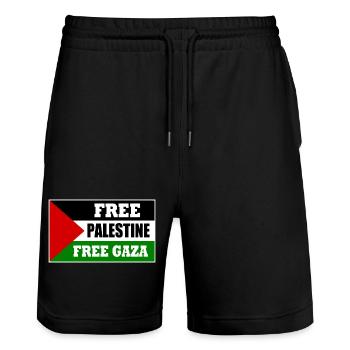 Free palestine - Stanley/Stella Trainer Unisex Organic Jogging Shorts - black - Front - Nik (191cm) & Marisol (170cm)