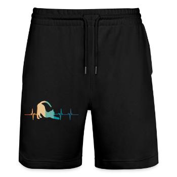 Herzschlag der Katze - Stanley/Stella Unisex Bio Joggingshorts Trainer  - Schwarz - Vorne - Nik (191cm) & Marisol (170cm)