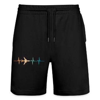 Herzschlag des Flugzeugs - Stanley/Stella Unisex Bio Joggingshorts Trainer  - Schwarz - Vorne - Nik (191cm) & Marisol (170cm)