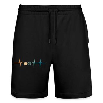 Battement de cœur opticien-idée cadeau ophtalmo - Short de jogging bio TRAINER Stanley/Stella unisexe - noir - Devant - Nik (191cm) & Marisol (170cm)