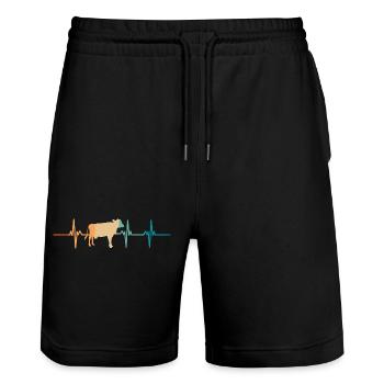 Kuh-Herzschlag - Stanley/Stella Unisex Bio Joggingshorts Trainer  - Schwarz - Vorne - Nik (191cm) & Marisol (170cm)