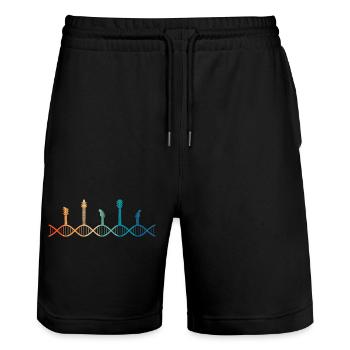 die Gitarre liegt in meiner DNA - Stanley/Stella Unisex Bio Joggingshorts Trainer  - Schwarz - Vorne - Nik (191cm) & Marisol (170cm)