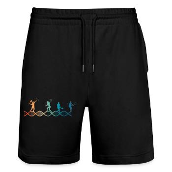 Tennis is in my DNA - Stanley/Stella Trainer Unisex Organic Jogging Shorts - black - Front - Nik (191cm) & Marisol (170cm)