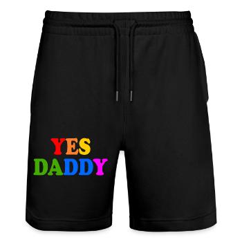 Yes daddy - Short de jogging bio TRAINER Stanley/Stella unisexe - noir - Devant - Nik (191cm) & Marisol (170cm)