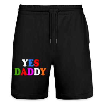 Yes daddy - Stanley/Stella Unisex Bio Joggingshorts Trainer  - Schwarz - Vorne - Nik (191cm) & Marisol (170cm)