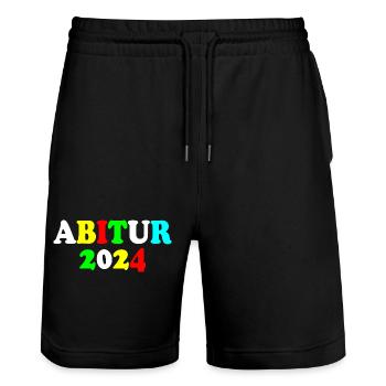 Abitur 2024 - Stanley/Stella Unisex Bio Joggingshorts Trainer  - Schwarz - Vorne - Nik (191cm) & Marisol (170cm)