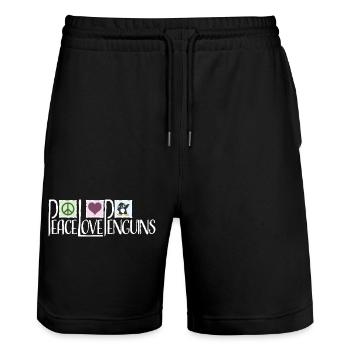 Liebe Frieden Pinguine Lustiger Tupfer Cooler Pinguin Dabben - Stanley/Stella Unisex Bio Joggingshorts Trainer  - Schwarz - Vorne - Nik (191cm) & Marisol (170cm)