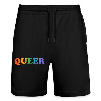 Queer - Stanley/Stella Unisex Bio Joggingshorts Trainer  - Schwarz - Vorne - Nik (191cm) & Marisol (170cm)