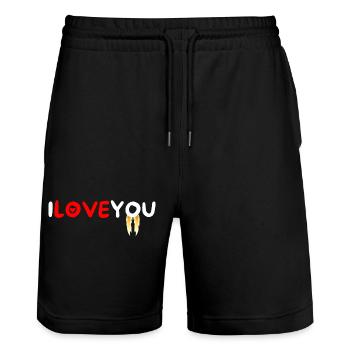I Love You Declaration Love Couple - Stanley/Stella Trainer Unisex Organic Jogging Shorts - black - Front - Nik (191cm) & Marisol (170cm)