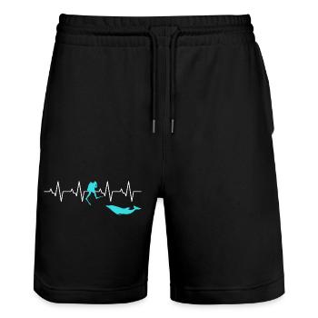 Tauchen Herzschlag Delphin - Stanley/Stella Unisex Bio Joggingshorts Trainer  - Schwarz - Vorne - Nik (191cm) & Marisol (170cm)
